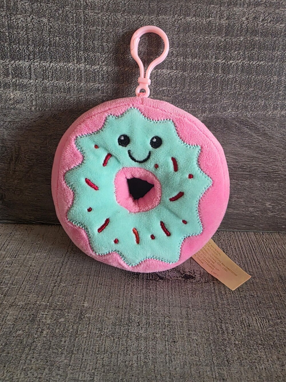 Pink Sprinkle Doughnut Plush Kawaii Bubble 6" Donut Soft Backpack Clip b159